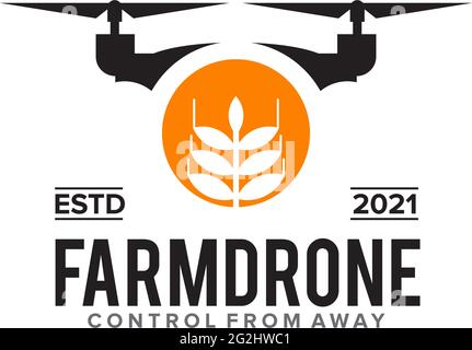 Farm drone logo design vector template Stock Vector