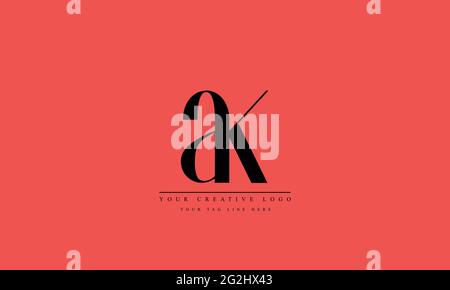 Letter Logo Design with Creative Modern Trendy Typography ak ka Stock Vector