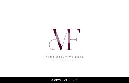 Letter Logo Design with Creative Modern Trendy Typography MF FM Stock Vector