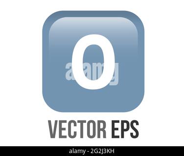 The isolated vector shiny and smooth gradient blue keycap white digit zero icon button with round corners Stock Vector