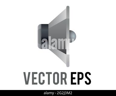 The isolated vector silver and black circle sound music speaker cone displayed icon without any sound waves Stock Vector