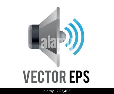 The isolated vector silver and black circle sound music muted speaker high volume cone displayed icon without any sound waves  in side view Stock Vector
