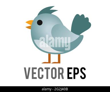 The isolated vector blue generic bird, bluebird or cardinal icon with eye and grey month in side view Stock Vector