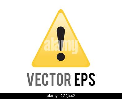 The isolated vector yellow triangle warning or alert icon with black exclamation mark inside Stock Vector