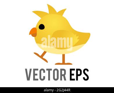 The isolated vector yellow baby chicken, chick eye and orange month in side view Stock Vector