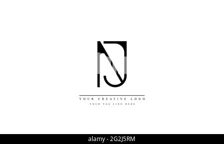 Letter Logo Design with Creative Modern Trendy Typography NJ JN Stock Vector
