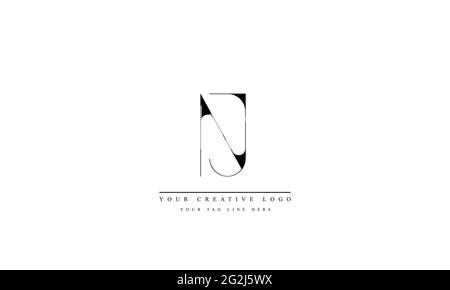 Letter Logo Design with Creative Modern Trendy Typography NJ JN Stock Vector