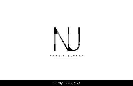 Letter Logo Design with Creative Modern Trendy Typography NU UN Stock Vector