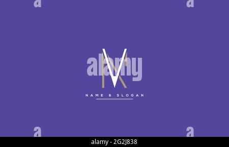 Letter Logo Design with Creative Modern Trendy Typography NV VN Stock Vector