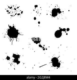 Paint black blobs and Ink splashes, splatter Stock Vector