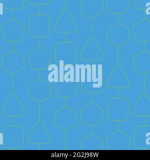Vector of rows of  yellow shapes on blue background. Parallelogram pattern. Technology geometry background. Geometric seamless pattern with polygons Stock Vector