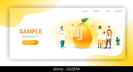 family doctor nutritionist explaining to patients properties of peach fruit healthy lifestyle nutrition medical consultation concept horizontal copy Stock Vector