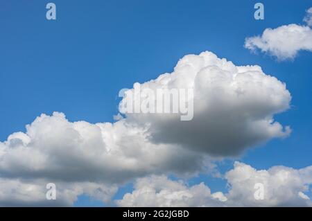 Photo of some white whispy clouds and blue sky cloudscape. Beautiful blue sky and white clouds. White cumulus clouds formation in blue sky Stock Photo
