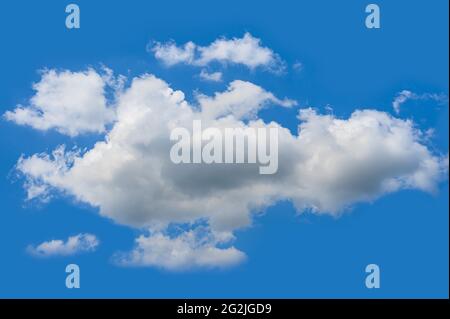 cloud formations isolated on blue. clouds and cloud formations isolated against the blue solid color background. Beautiful sky for your disign Stock Photo