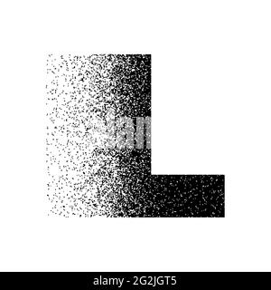 Capital L letter with dispersion effect on white background vector illustration. Styled letter design for logo, label, luxury concept, jewelry, gold b Stock Vector