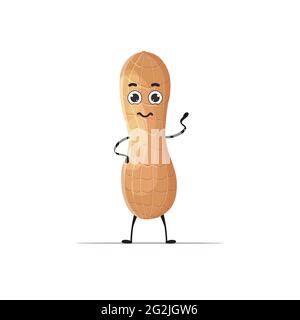 cute peanut character cartoon mascot nut healthy vegetarian food concept isolated Stock Vector