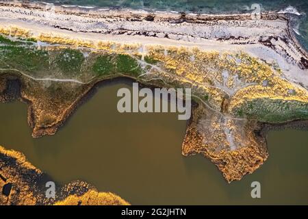 Drone image: Coastal impression, Westermarkelsdorf, Fehmarn island Stock Photo