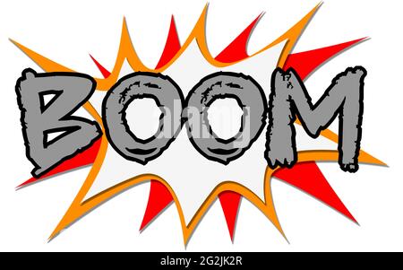 Boom text with comic book style, 3D rendering Stock Photo