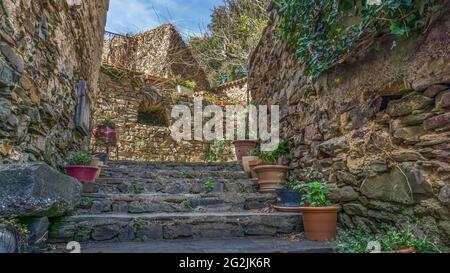 Alley stairs in Le Priou. Stock Photo