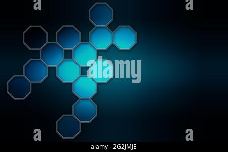 Hexagonal molecular structures in technology background ,3D rendering Stock Photo