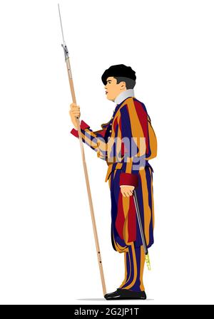 Swiss Guard of Vatican City. 3d vector illustration Stock Vector