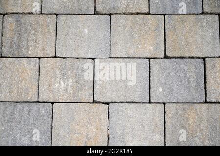 Pavement slabs as terrace covering with a strong structure can also be used well as a background Stock Photo