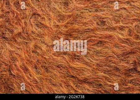 Fuzzy Colorful Woolen Red Cloth Background Texture Close Up. Stock Photo