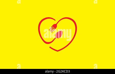 love shape with spoon fork logo vector icon illustration design Stock Vector