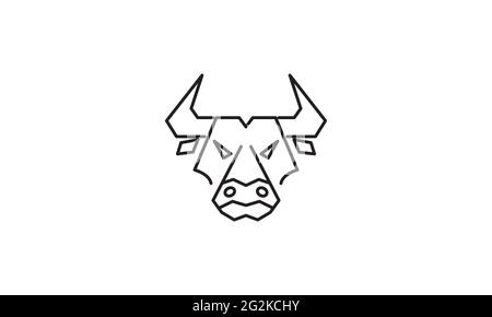 modern shape lines head bull logo vector icon illustration design Stock Vector