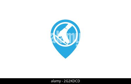 ice skate with location logo vector icon illustration design Stock Vector