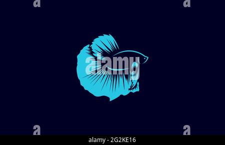 beautiful blue betta fish logo vector icon illustration design Stock Vector