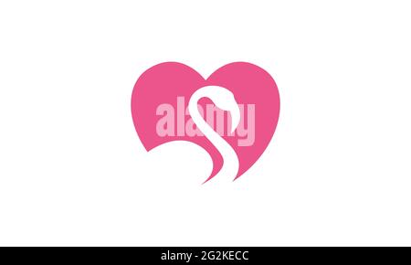 heart love shape with swan logo vector icon illustration design Stock Vector