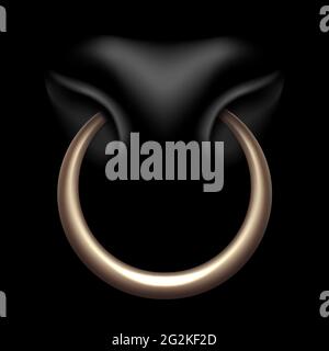 A bull s nose with a metal nose ring. 3D realistic illustration. Vector. Stock Vector
