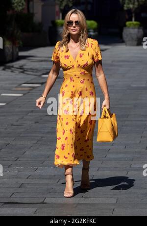 Amanda Holden seen leaving Global Radio after presenting her show on Heart radio in Leicester Square, Central London, UK. 9th June 2021 Stock Photo