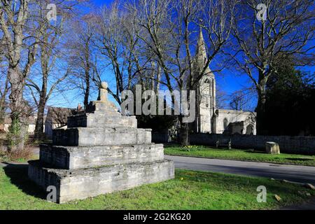 Spring view over St Marys Church, Bainton village, Cambridgeshire, England, UK Stock Photo