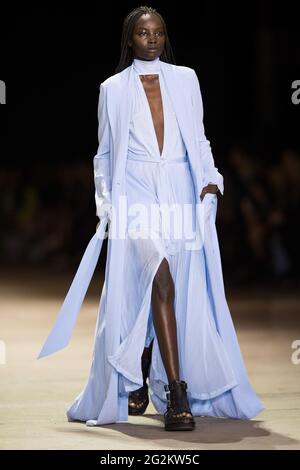 A model walks the runway during the KITX show during the Afterpay Australian Fashion Week Resort 2022 Collections at Carriageworks on June 2, 2021 in Stock Photo