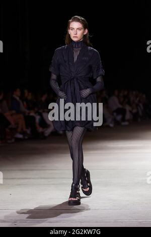 A model walks the runway during the KITX show during the Afterpay Australian Fashion Week Resort 2022 Collections at Carriageworks on June 2, 2021 in Stock Photo