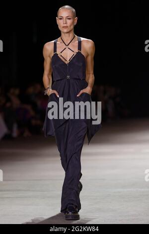 A model walks the runway during the KITX show during the Afterpay Australian Fashion Week Resort 2022 Collections at Carriageworks on June 2, 2021 in Stock Photo