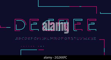 Vector linear uppercase letter set, alphabet, font, typography Stock Vector