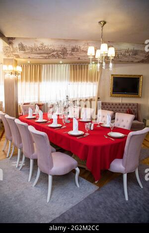 VIP booth in the restaurant with a covered table for the company Stock ...