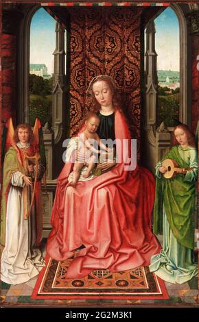 Gerard David -  Enthroned Virgin and Child with Angels Stock Photo