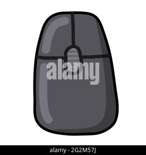 illustration of the black wireless computer mouse on the white background Stock Vector