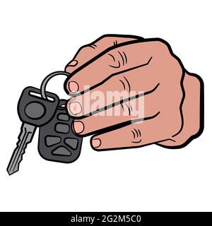illustration of the man hand holding the auto car keys Stock Vector