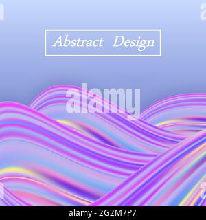Rainbow wave pastel background, holographic color flow, modern trendy design. Abstract vector illustration Stock Vector