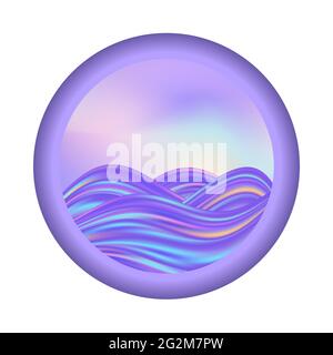 Rainbow pastel waves, colorful emblem for travel or holiday logo background. Vector illustration Stock Vector