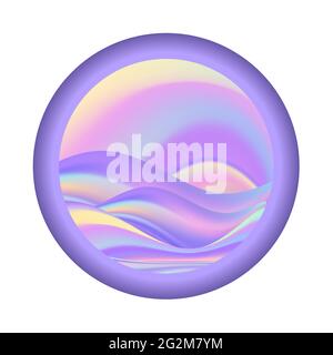 Rainbow waves pastel background, holographic colorful emblem for logo or poster. Sunrise sea waves. Vector illustration Stock Vector