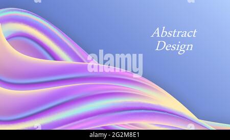 Iridescent rainbow wwvy background. Colorful swirl wave with holographic color flow. Abstract modern trendy design for poster orbanner. Vector illustr Stock Vector