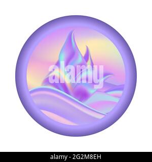 Rainbow pastel waves and saill. Holographic colorsul design. Emblem for travel or holiday logo. Vector illustration Stock Vector