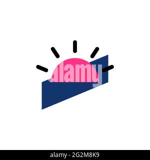 Sunrise. Vector logo in bold line style Stock Vector