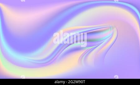 Rainbow wavy swirl background. Holographic colorful waves, smooth silk texture, pastel color flow. Abstract magic vector illustration Stock Vector